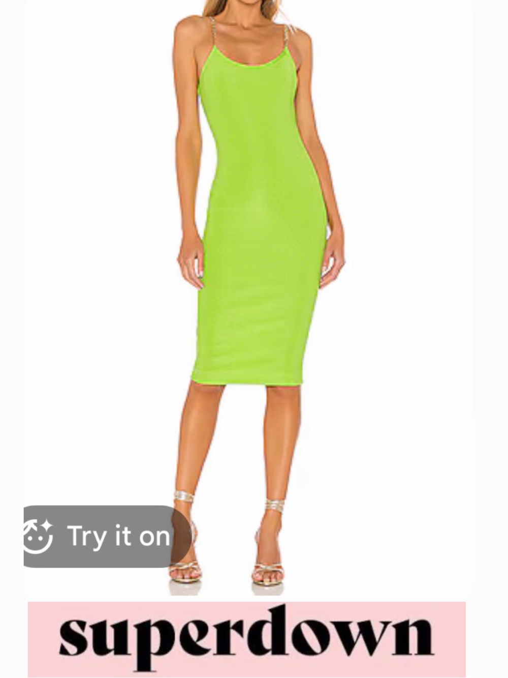 SUPERDOWN Zoey Chain Strap Dress in Neon Green